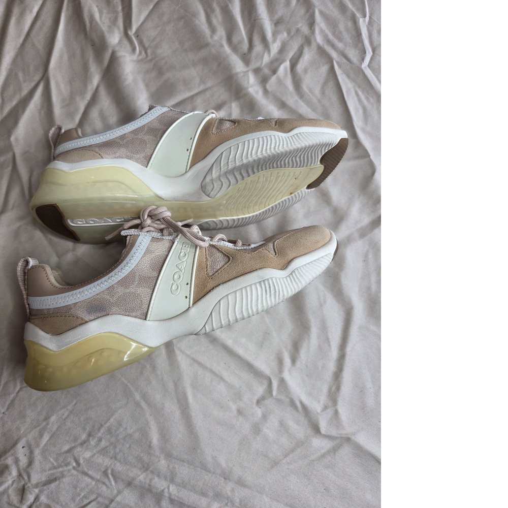 Women's Coach Citysole Sneaker White Tan Suede Leather Size 8.5 - Picture 14 of 15